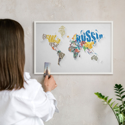 Lavagna magnetica da parete per calamite di colore bianco Mappa a colori