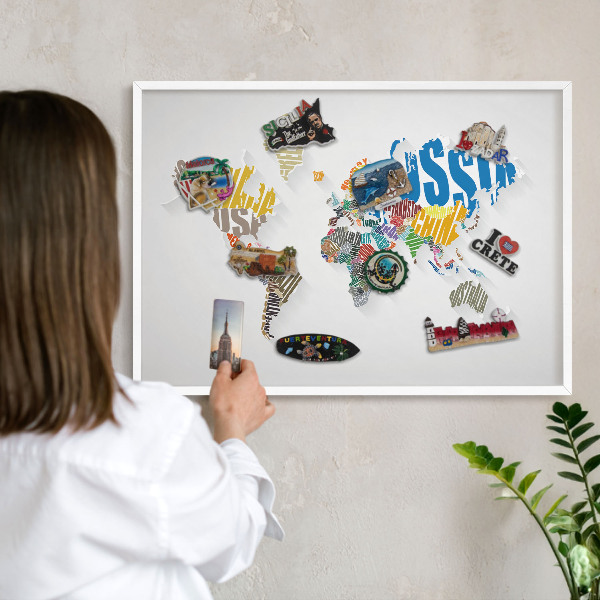 Lavagna magnetica da parete per calamite di colore bianco Mappa a colori