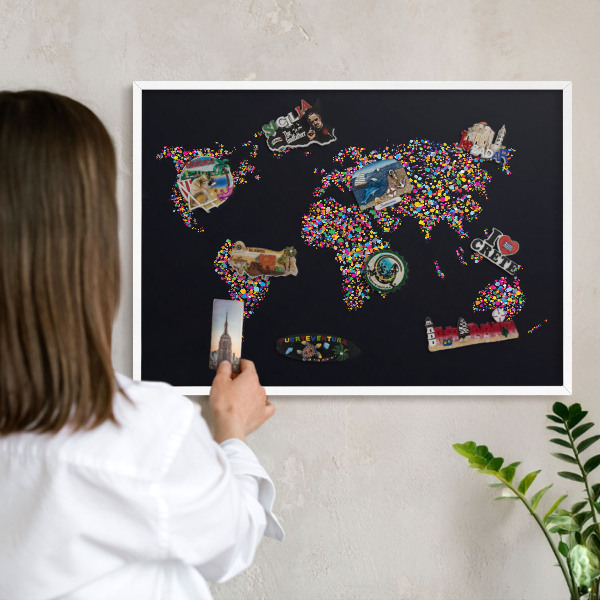 Lavagna magnetica stampata per calamite con cornice bianca Mappa a colori