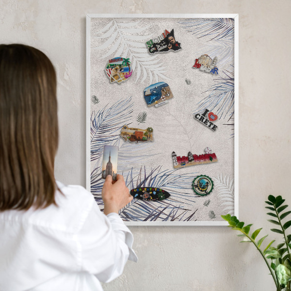 Lavagna magnetica da parete per calamite di colore bianco Eleganza frondosa