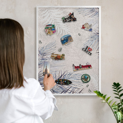 Lavagna magnetica da parete per calamite di colore bianco Eleganza frondosa