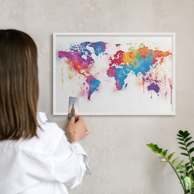 Lavagna magnetica stampata per calamite con cornice bianca Mappa a colori