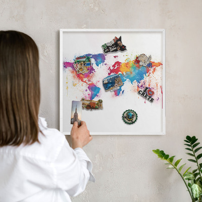 Lavagna magnetica stampata per calamite con cornice bianca Mappa a colori