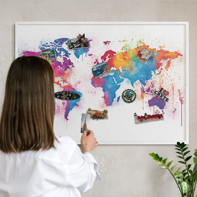 Lavagna magnetica stampata per calamite con cornice bianca Mappa a colori