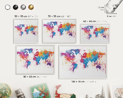 Lavagna magnetica stampata per calamite con cornice bianca Mappa a colori