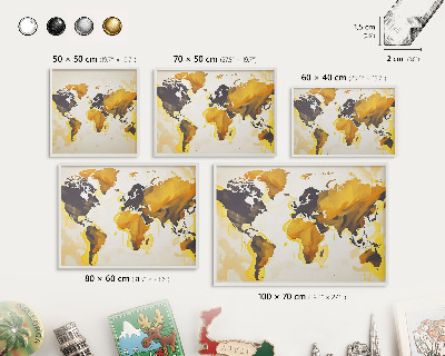 Lavagna magnetica da parete per calamite di colore bianco Mappa del mondo