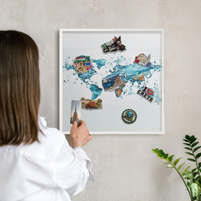 Lavagna magnetica stampata per calamite con cornice bianca Mappa delle acque