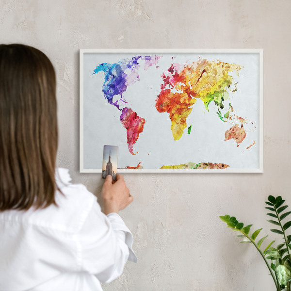 Lavagna magnetica da parete per calamite di colore bianco Mappa a colori