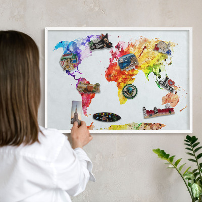 Lavagna magnetica da parete per calamite di colore bianco Mappa a colori