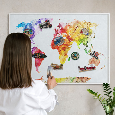 Lavagna magnetica da parete per calamite di colore bianco Mappa a colori