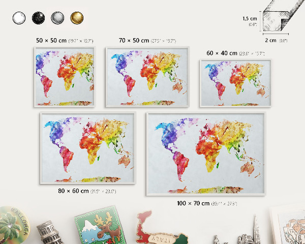 Lavagna magnetica da parete per calamite di colore bianco Mappa a colori