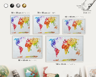 Lavagna magnetica da parete per calamite di colore bianco Mappa a colori