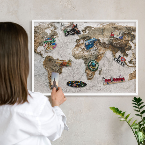 Lavagna magnetica da parete per calamite di colore bianco Mappa altimetrica