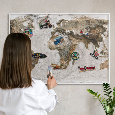 Lavagna magnetica da parete per calamite di colore bianco Mappa altimetrica