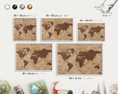 Lavagna magnetica da parete per calamite di colore bianco Mappa del mondo