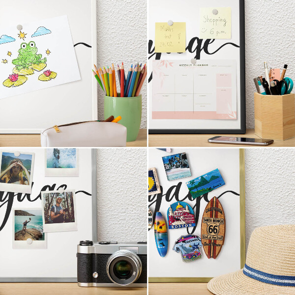 Lavagna magnetica stampata per calamite con cornice bianca Buon viaggio