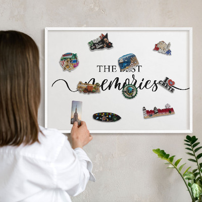 Lavagna magnetica stampata per calamite con cornice bianca Ricordi che ispirano