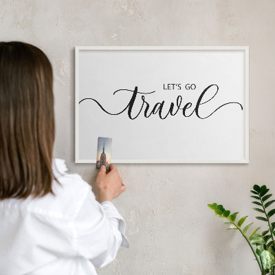Lavagna magnetica stampata per calamite con cornice bianca Viaggiamo insieme