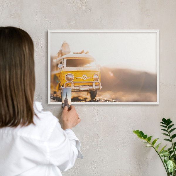 Lavagna magnetica da parete per calamite di colore bianco Viaggio retrò