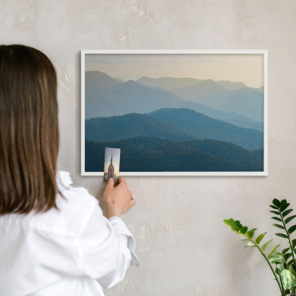 Lavagna magnetica da parete per calamite di colore bianco Panorami montani