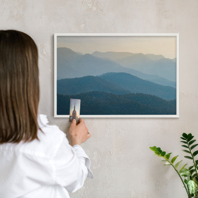 Lavagna magnetica da parete per calamite di colore bianco Panorami montani