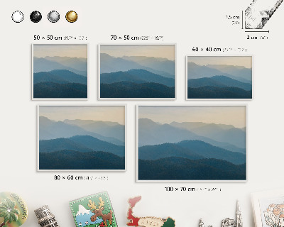 Lavagna magnetica da parete per calamite di colore bianco Panorami montani