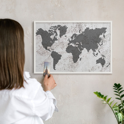 Lavagna magnetica da parete per calamite di colore bianco Mappa del mondo