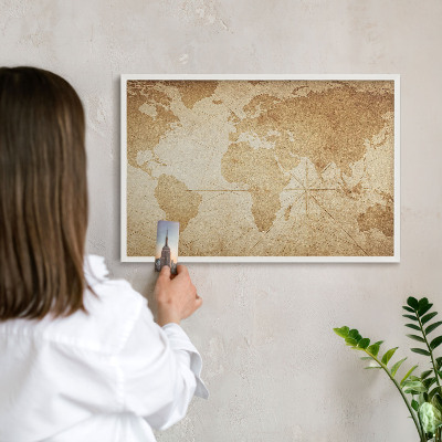 Lavagna magnetica da parete per calamite di colore bianco Vecchia mappa