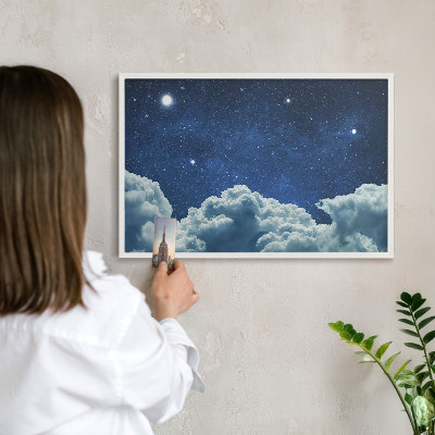Lavagna magnetica da parete per calamite di colore bianco Notte cosmica
