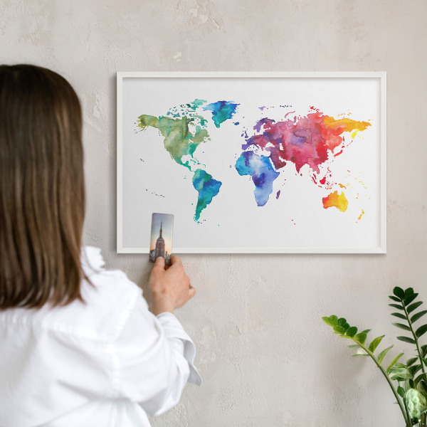 Lavagna magnetica stampata per calamite con cornice bianca Mappa a colori