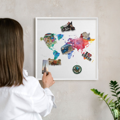 Lavagna magnetica stampata per calamite con cornice bianca Mappa a colori