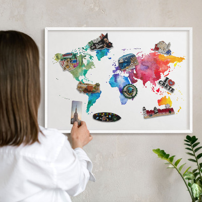 Lavagna magnetica stampata per calamite con cornice bianca Mappa a colori