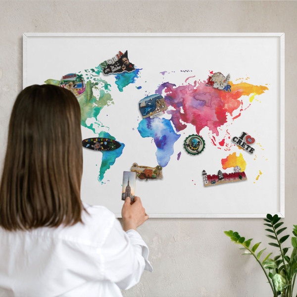 Lavagna magnetica stampata per calamite con cornice bianca Mappa a colori