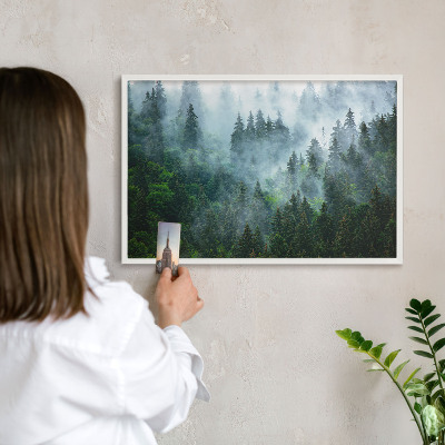 Lavagna magnetica da parete per calamite di colore bianco Foresta misteriosa