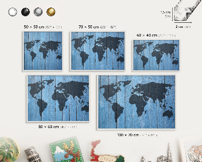 Lavagna magnetica da parete per calamite di colore bianco Mappa del mondo