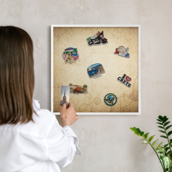 Lavagna magnetica da parete per calamite di colore bianco Mappa antica