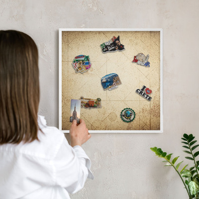 Lavagna magnetica da parete per calamite di colore bianco Mappa antica