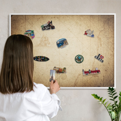Lavagna magnetica da parete per calamite di colore bianco Mappa antica