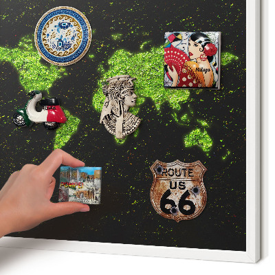 Lavagna magnetica da parete per calamite di colore bianco Mappa verde