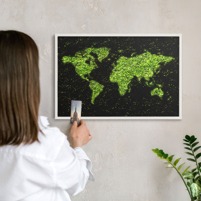 Lavagna magnetica da parete per calamite di colore bianco Mappa verde