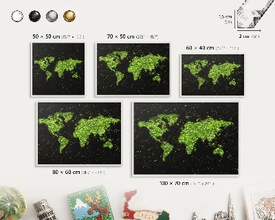 Lavagna magnetica da parete per calamite di colore bianco Mappa verde