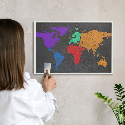 Lavagna magnetica stampata per calamite con cornice bianca Mappa a colori
