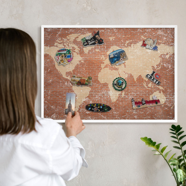 Lavagna magnetica stampata per calamite con cornice bianca Mappa dei mattoni