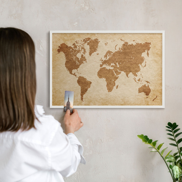 Lavagna magnetica stampata per calamite con cornice bianca Mappa d'epoca