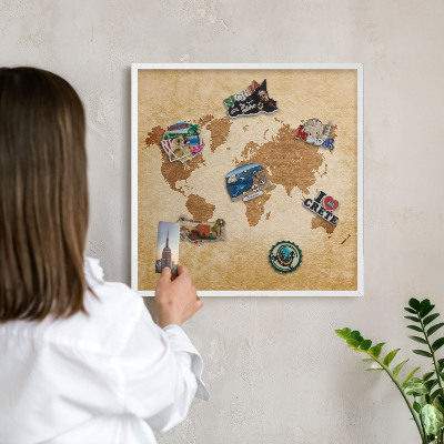 Lavagna magnetica stampata per calamite con cornice bianca Mappa d'epoca