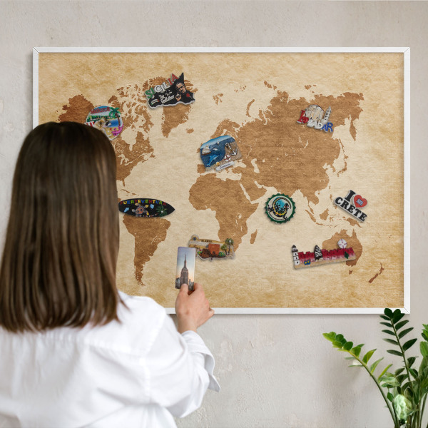Lavagna magnetica stampata per calamite con cornice bianca Mappa d'epoca