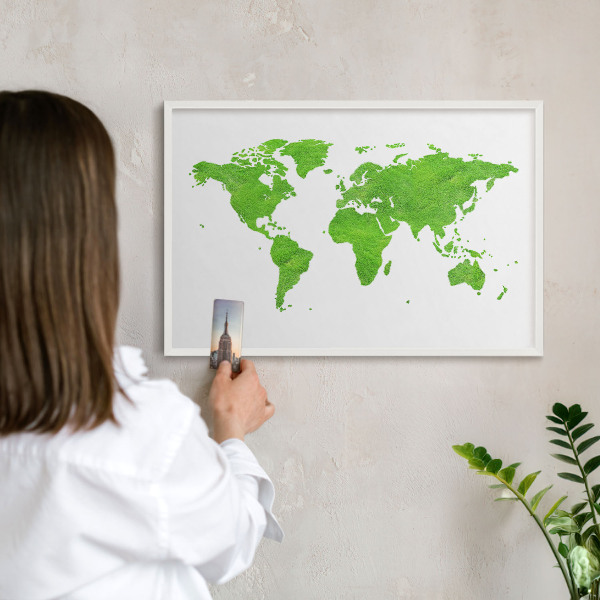 Lavagna magnetica da parete per calamite di colore bianco Mappa verde
