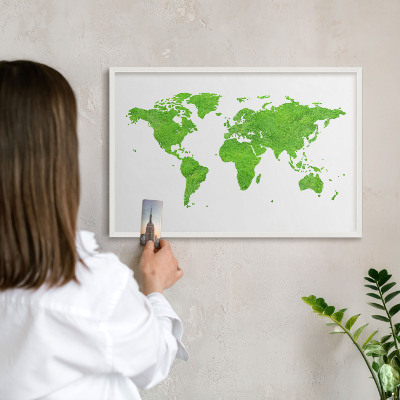 Lavagna magnetica da parete per calamite di colore bianco Mappa verde