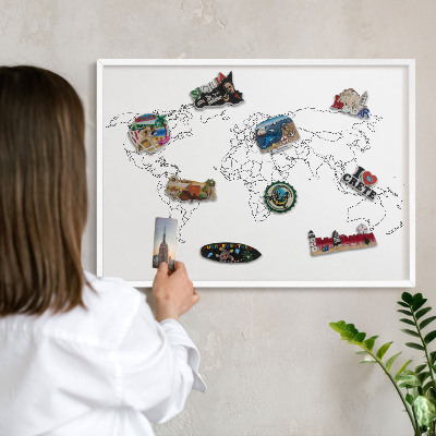 Lavagna magnetica da parete per calamite di colore bianco Mappa di contorno