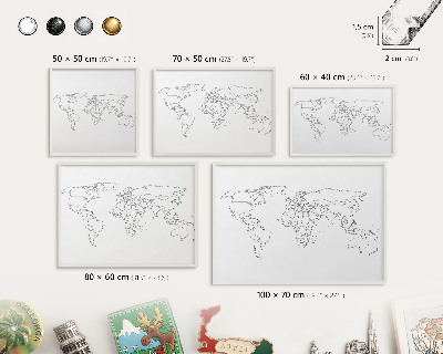 Lavagna magnetica da parete per calamite di colore bianco Mappa di contorno